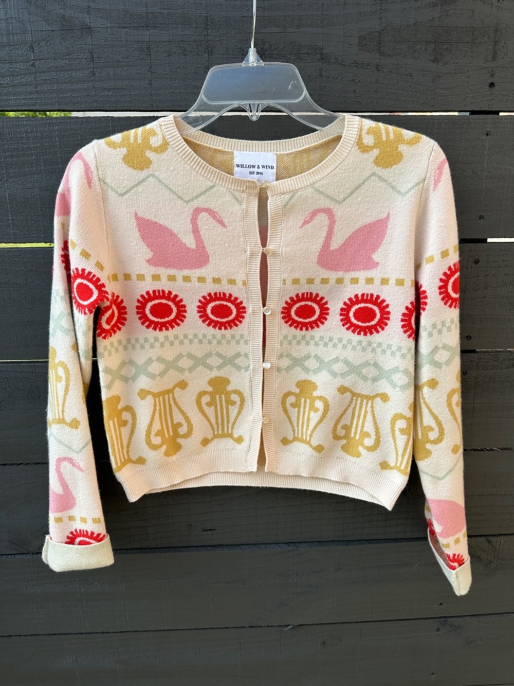 Willow & Wind swan harp button down cardigan small